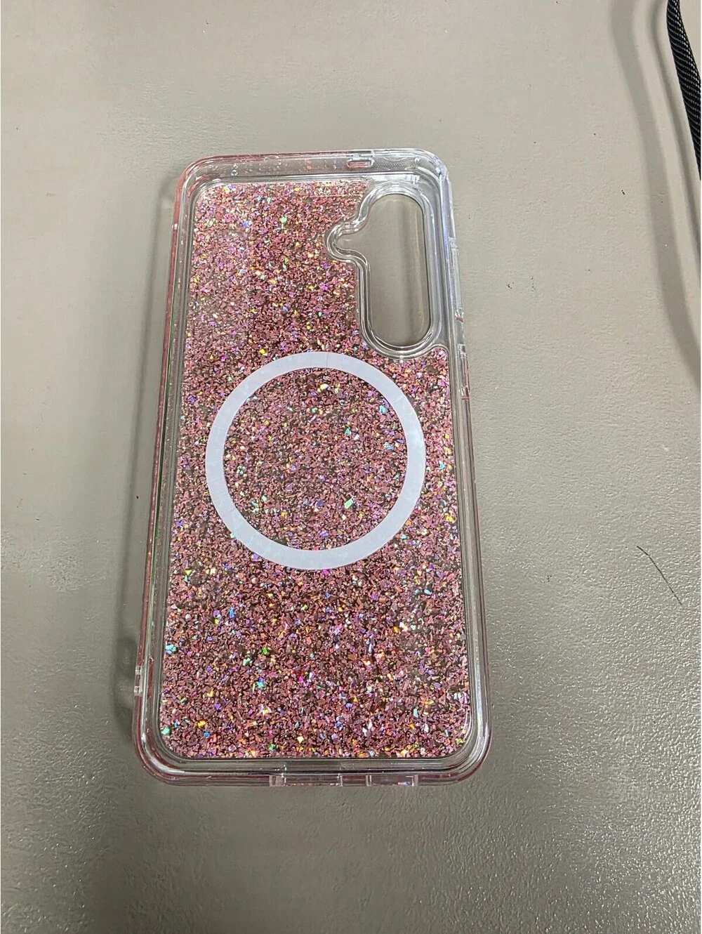 QOVOC Clear Glitter Magnetic Wireless Charging Case for Samsung Galaxy S24